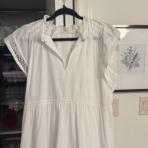 White Cotton Marie Oliver  Dress with Eyelet Trim
